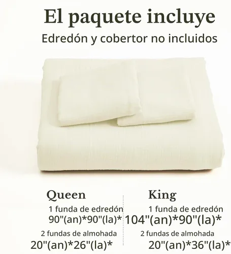 Vista 6 de MEISHANG Funda de edredón de muselina tamaño Queen, 100% algodón orgánico, funda de edredón de gasa con textura suave para todas las estaciones Beige