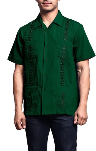 Vista 16 de G-style EE. UU. Remera playera mangas cortas de guayabera cubana para hombres