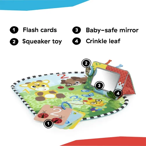 Vista 3 de Baby Einstein Discovery Garden - Alfombrilla y espejo para el tiempo boca abajo, de 0 a 6 meses, multisensorial