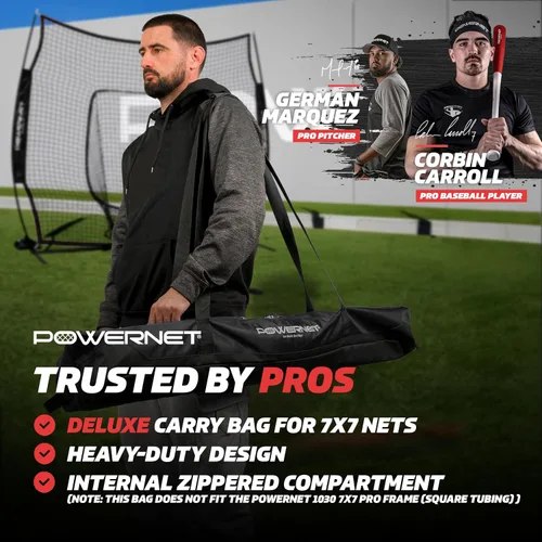Vista 2 de PowerNet 7x7 FT Baseball & Softball Net Replacement Parts, Replace 7x7 FT Frame, Net Only or Carry Bag, Metal Frame and Fiberglass Poles, Durable