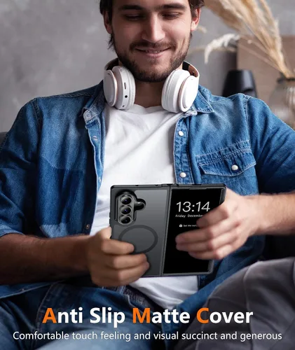 Vista 8 de FNTCASE para Samsung Galaxy Z Fold 7 Estuche Magnético: Funda de Teléfono Celular con Textura Mate Translúcida, Protección contra Caídas de Grado
