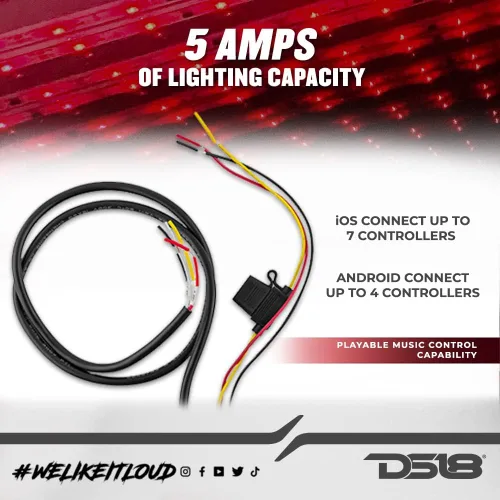 Vista 3 de DS18 AUDIO LED-BTC LED Bluetooth Control – BT 4.0 más rápido y más largo, funciona con Apple y Andriod, resistente al agua IP65, aplicaciones de 12