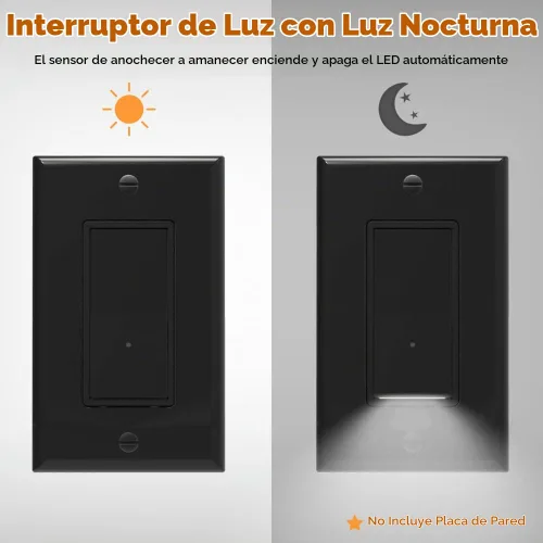 Vista 3 de Paquete de 10 interruptores de luz SOZULAMP con luz nocturna LED de 15 amperios, 120/277 voltios, interruptor de pared de un solo polo, sensor