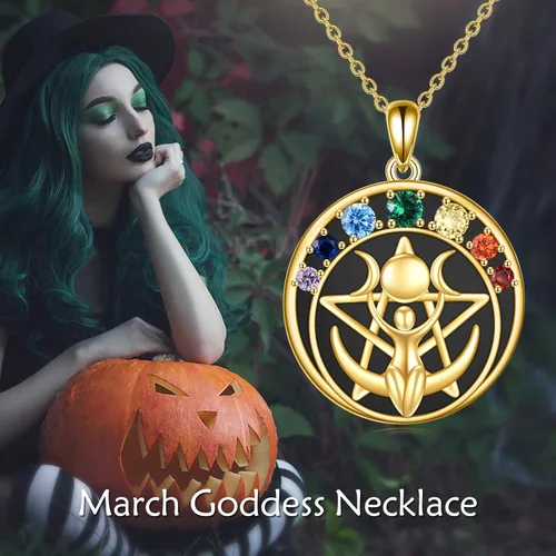 Vista 6 de LUHE Collar de plata de ley con dije de pentagrama de chakras y luna, pentáculo, celta, pagano, wiccano, amuleto mágico para mujeres, adolescentes