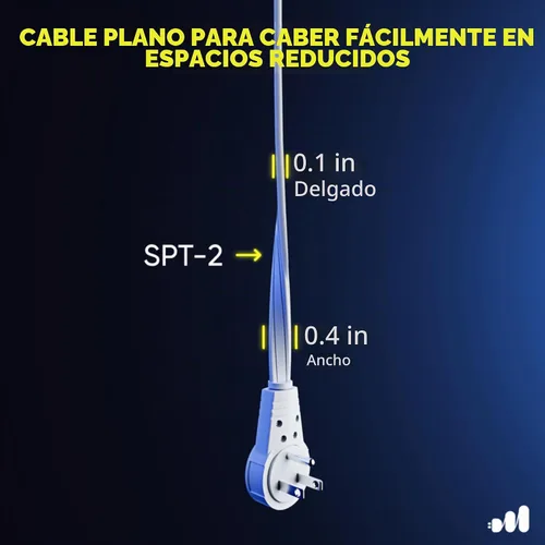 Vista 5 de Maximm Cable de extensión de enchufe plano giratorio de 360° de 2 pies, 16/3 AWG Multi 3 tomas de corriente de 3 clavijas, cable a tierra, blanco
