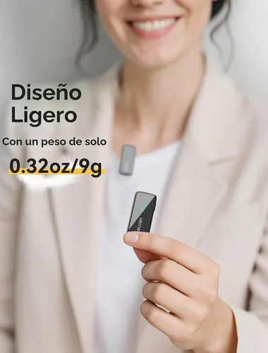 Vista 2 de vernee Micrófono Lavalier inalámbrico para iPhone 16 15, Android, tableta, PC, mini micrófono de 3 niveles con reducción de ruido AI, micrófono