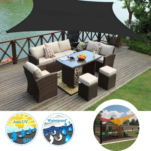 Vista 20 de Toldo tipo vela para exteriores, 6 x 7 pies, vela impermeable con bloqueo UV, tela resistente, protección solar, resistente al viento, grado