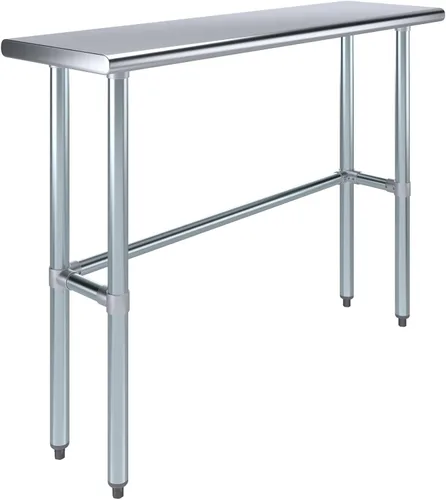 Vista 25 de AmGood Mesa de trabajo de acero inoxidable con base abierta, banco de trabajo de metal