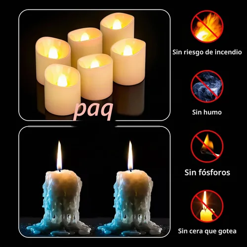 Vista 9 de SoulBay Velas de té LED sin llama recargables USB-C con control remoto