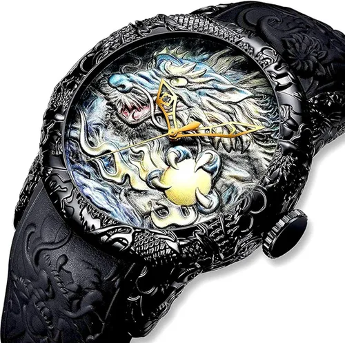 Vista 2 de Reloj automático para hombre, a la moda, grabado en 3D, impermeable, esfera grande, reloj deportivo, 50 mm