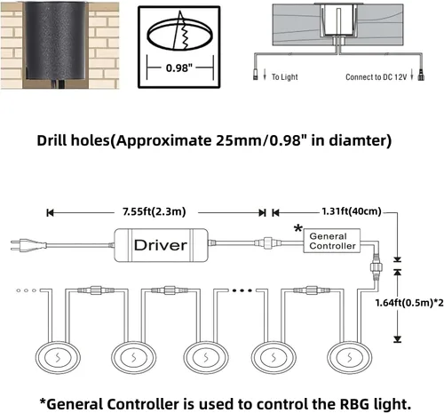 Vista 6 de RNEHON - Luz LED empotrable de color blanco cálido, luces de bajo voltaje de 12 V con carcasa protectora, Φ1.18 luces de paisaje al aire libre