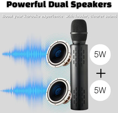 Vista 3 de Micrófono de karaoke inalámbrico, micrófono portátil Bluetooth de mano con altavoz de 10 W, máquina de karaoke para cantar en casa, fiesta