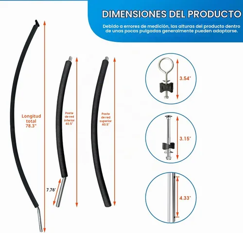 Vista 5 de 8 postes curvados para cama elástica de 14 pies con red