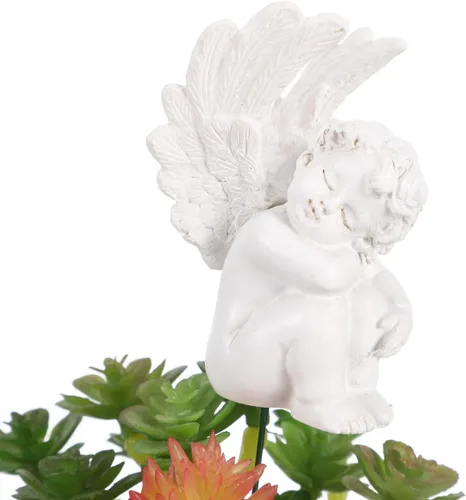 Vista 2 de Kisangel Adornos de alas de ángel, escultura de jardín de resina, 2.8 pulgadas, estatua decorativa de ala de ángel para decoración de patio al aire
