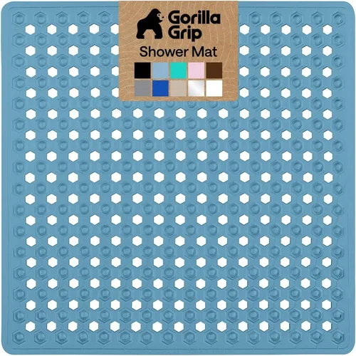 Vista 19 de GORILLA GRIP - Alfombrilla patentada cuadrada para cabina de ducha, alfombrillas pequeñas para el piso de la bañera para duchas de pie, ventosas