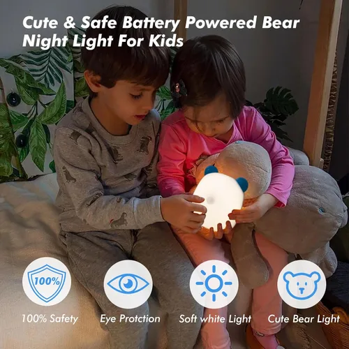 Vista 3 de G Keni Luz nocturna LED con sensor de movimiento para niños, guardería y adultos, batería recargable, 4000 K, luz blanca cálida activada por Azul