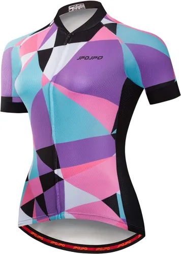 Vista 141 de Camiseta de ciclismo para mujer, manga corta y pantalones cortos de ciclismo acolchados para verano