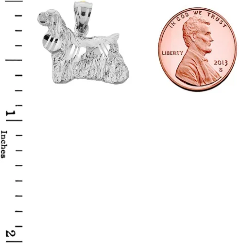 Vista 2 de Colgante de plata de ley 925 pulido con diseño de perro de Cocker Spaniel
