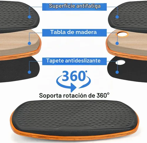 Vista 2 de Escritorio de pie para oficina, antifatiga, tabla de equilibrio de madera, balancín de estabilidad, diseñado ergonómicamente para escritorios