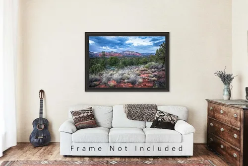 Vista 5 de Western Photography Print (Not Framed) Picture of Red Rocks and Desert Landscape on Chilly Spring Evening near Sedona Arizona Nature Wall Art