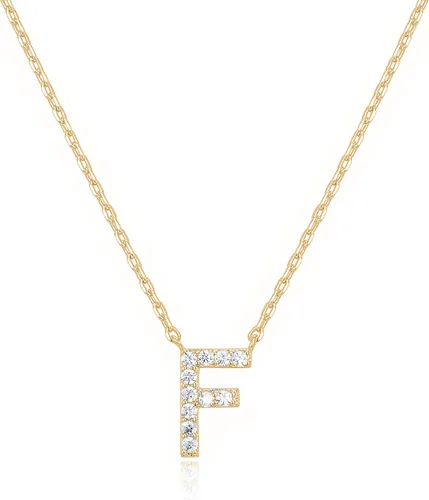 Vista 68 de PAVOI 14K White Gold Plated Cubic Zirconia Initial Necklace Letter Dainty Necklaces for Women