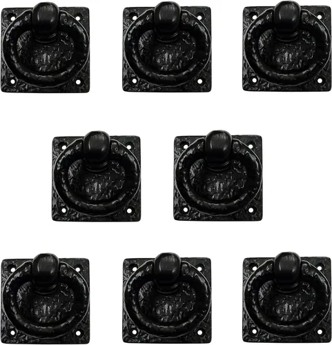 Vista 4 de Adonai Hardware Anillo de hierro fundido antiguo Adonikam de 3 pulgadas (suministrado como 2 piezas por paquete) - Negro mate