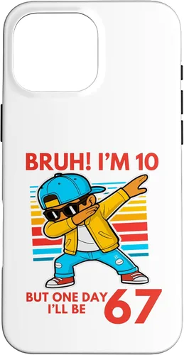Vista 19 de Bruh I'm 10 But One-Day I'll Be 67 Retro 10th Birthday Kids Case for iPhone 17