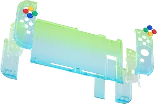 Vista 4 de eXtremeRate Placa trasera para consola Nintendo Switch, carcasa del controlador de mano NS Joycon con botones coloridos, carcasa de repuesto