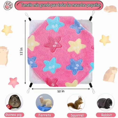 Vista 2 de BOAO 2 piezas Hamaca para conejillo de indias y rata, hamaca colgante para conejillo de indias, hámster, hurón, accesorios para pequeños animales
