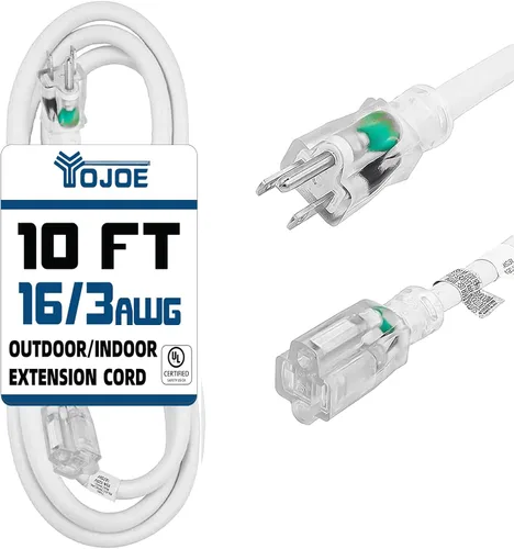 Vista 65 de YOJOE Cable de Extensión, Cable de Alimentación de 3 Clavijas 13A Resistente a la Intemperie, Cable de Extensión Marrón de Servicio Pesado Calibre