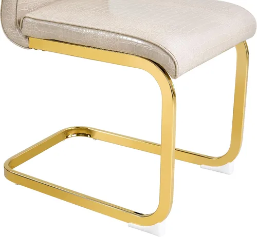 Vista 9 de gopop Juego de 2 sillas de comedor Juego de sillas de cocina modernas Cojín de piel sintética Patas de metal de alta resistencia Respaldo