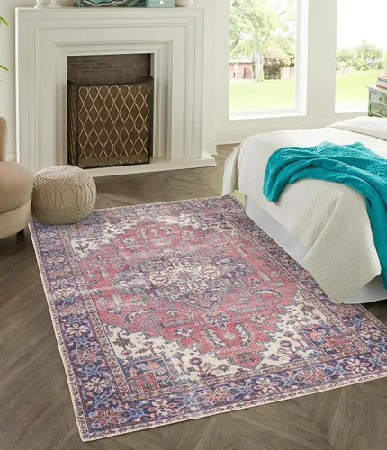 Vista 110 de GLN Rugs Traditional Collection - Alfombra de felpilla lavable a máquina, tradicional lavable, antideslizante, alfombra de felpilla de pelo corto