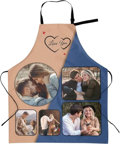 Vista 18 de Delantales personalizados con dos bolsillos para mujeres y hombres, delantales personalizados impresos con texto fotográfico para cocinero de cocina