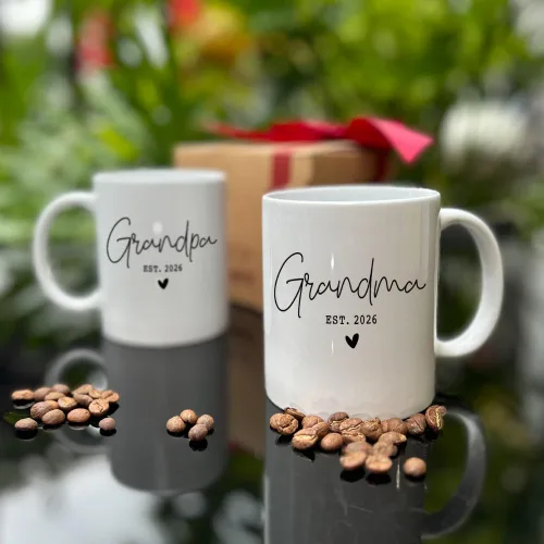 Vista 3 de EST 2026 - Juego de tazas para abuelos, regalo para abuelos nuevos, revelación de embarazo, taza de anuncio, regalos para abuelo, abuela primeriza