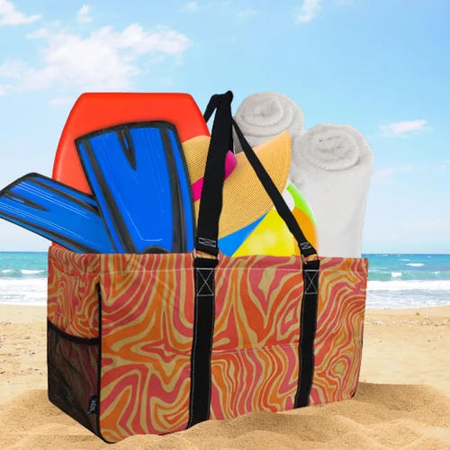 Vista 110 de NGIL Bolsa de comestibles reutilizable extra grande plegable de gran tamaño para comestibles, almacenamiento, picnic, playa, Estampado