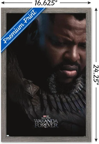 Vista 3 de Trends International Marvel Black Panther: Wakanda Forever - Póster de una hoja de M'Baku Versión enmarcada Barnwood