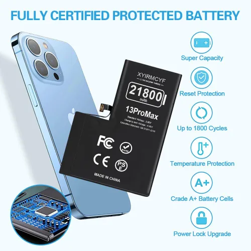 Vista 6 de XYIRMCYF Batería de Super Capacidad de 21800mAh Compatible con iPhone 13 Pro Max, Batería de Repuesto Li-Polímero de 0 Ciclos para iPhone 13 Pro