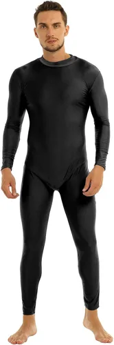 Vista 4 de FEESHOW Traje de leotardo de una pieza con cremallera y cuello alto para hombre