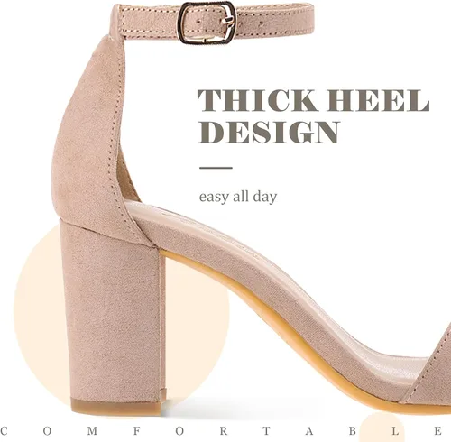 Vista 4 de Ankis Tacones de plataforma cerrados para mujer, tacones negros para mujer, punta redonda cerrada, zapatos de tacón grueso, 4 pulgadas
