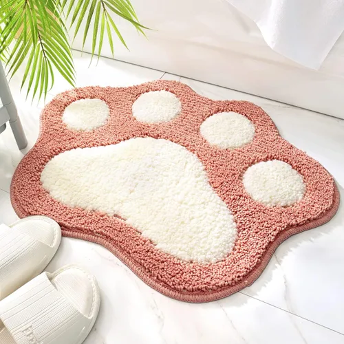Vista 9 de Molesun Alfombra de baño con forma de pata, bonita alfombra de baño antideslizante, de microfibra suave, absorbente de agua, gruesa, lavable a Azul