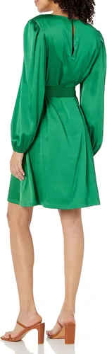 Vista 2 de The Drop shopdandy - Vestido elástico sedoso con cinturón para mujer