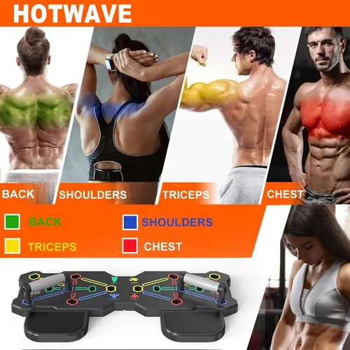 Vista 3 de HOTWAVE Push Up Board, Portable Pushup Board & Plank Trainer, Push Up Bar Foldable Pushup Handles for Floor, Multifunctional Workout Equipment