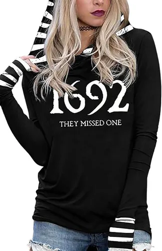 Vista 8 de Susongeth Halloween Sanderson Sisters - Sudadera con capucha para mujer, diseño de Hocus Pocus, de manga larga, ligera, sin botones Negro