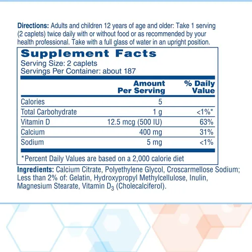 Vista 6 de Citracal Petites - Citrato de calcio con vitamina D3, apoyo para la salud ósea, suplemento de calcio para mayores de 12 años, 375