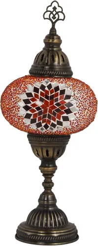 Vista 6 de Lámpara turca de mesa con 10 variantes Lámpara turca marroquí con base de bronce Lámpara de noche Tiffany hecha a mano Lámpara de noche