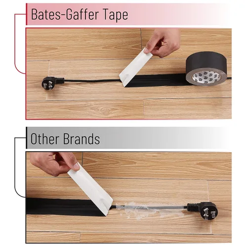 Vista 6 de Bates Cinta de Gaffing de 2 pulgadas x 23 yardas, paquete de 2 unidades - Negro, Cinta Multiusos para Suelo y Cable