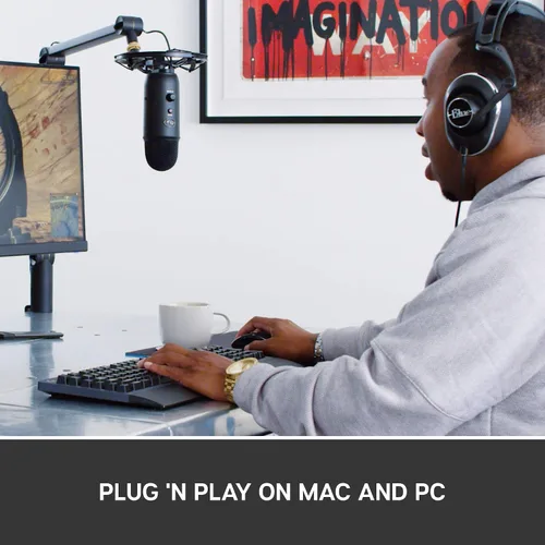 Vista 2 de Blue Yeticaster Pro Broadcast Bundle con micrófono USB Yeti para juegos, grabación, transmisión, podcasting, montaje de choque Radius III, brazo