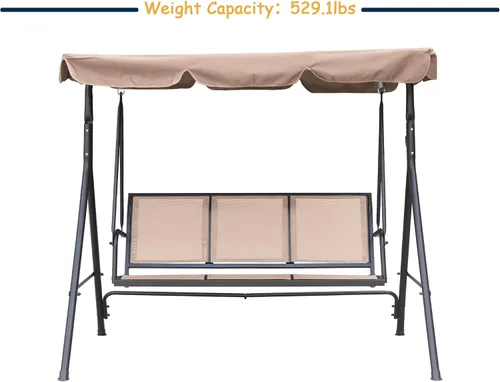 Vista 7 de Clihome Juego de columpios de lujo para porche al aire libre, columpios para 3 personas para columpios exteriores al aire libre para adultos, toldo