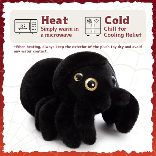 Vista 6 de MorisMos Peluche de Araña para Microondas, Animales de Peluche de Arañas Calentables de 1.65 Libras, Peluche Calentable Acogedor Sin Fragancia