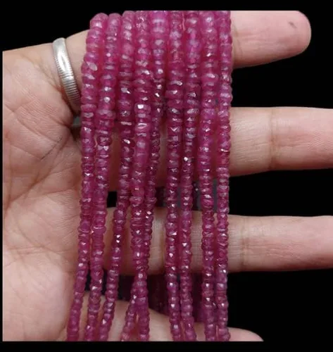 Vista 6 de Krishiv Exports - Cuentas facetadas de rubí natural raras/Cuentas facetadas de rubí/Rubí facetado Rondelle/Rubí Piedra preciosa/Rubí/16 "Strand/2.5